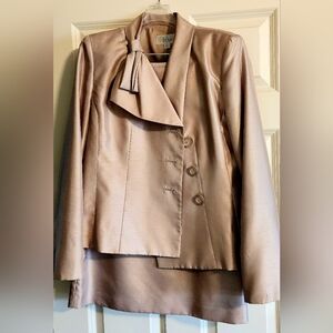 Le Suit Satin Sheen Evening Skirt Suit